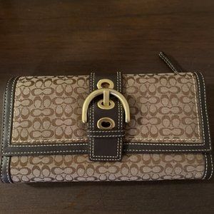 Coach Special Signature Brown Leather Shoulder Bag